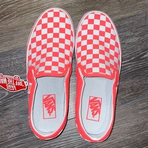 Brand new neon pink checkered vans